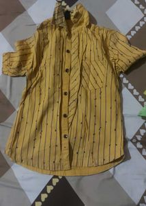 Yellow Striped Short Sleeve Shirt