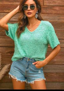 Mint Green Fuzzy Knit Top
