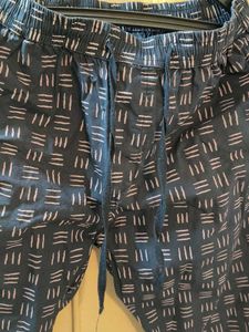 Blue Printed Drawstring Pants
