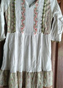 Embroidered Kurta with Pom Po