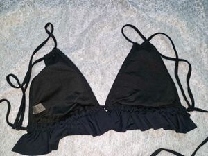 Black Ruffled Bikini Top
