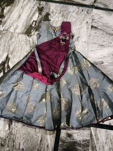 Elegant Grey &amp; Maroon Lehenga Choli
