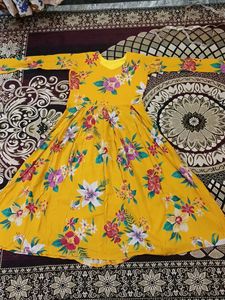 Long Floral Frock With Full Sleeves