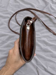 Vintage Brown Embossed Crossbody Bag