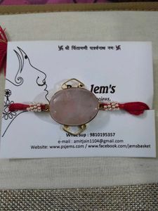 Rose Quartz Crystal Rakhi For Rakshabandhan
