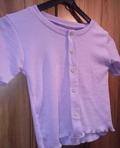 Lilac Ribbed Body Fit Top