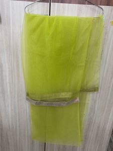 Elegant Lime Green Embroidered Kurta with Net