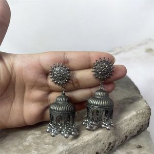 Traditional Oxidized Silver Jhumka Earrings