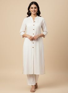 PRICE DROP : Elegant White Cotton Kurta wirh pant