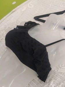 Black Ruffle Detail Bra