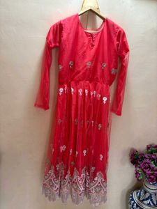 Coral Embroidered anarkali Set