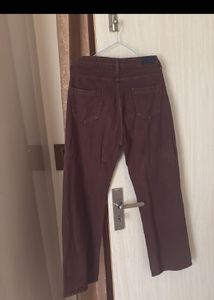Brown V-neck Wrap Top &amp; Jeans waist 28