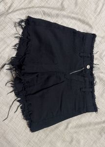 Black Distressed Denim Shorts