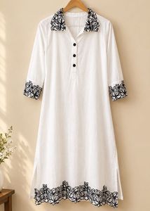 White Kurta with Black Embroidery