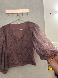Sera Mauve Floral Chiffon Crop Top