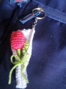 Handmade Crochet Tulip Keychain