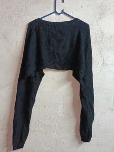 Winter Open Front Shrug Cropped Black 🖤