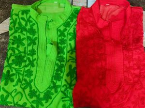 Combo Chikankari Georgette Kurti....
