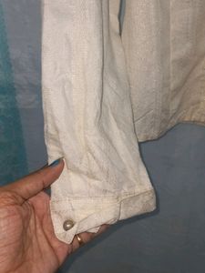 Off White Ruffled Top With Golden Buttons