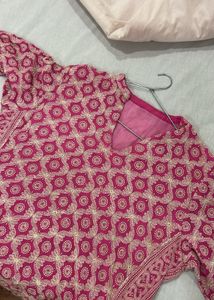 Pretty Pink &amp; White Printed Kurta