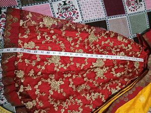 Red &amp; Yellow Embroidered Lehenga Choli Set