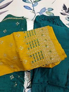 Beautiful Yellow Kurta Set with Teal Pants