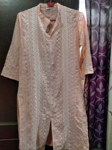 Peach Chikankari Kurta