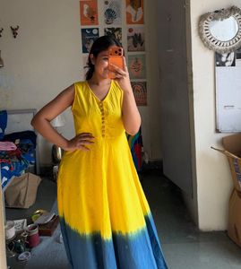 Vibrant Yellow & Blue Ombre Gown