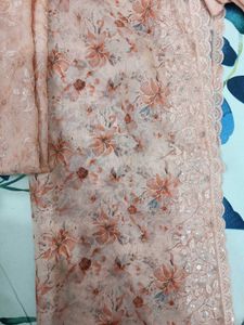 Peach Floral Embroidered suit