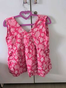 Pink cotton corset kurti top (peplum)