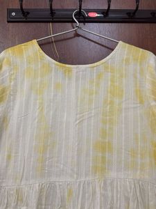 Embroidered Yellow &amp; White Dress