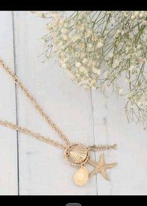 Seashell &amp; Starfish Pendant Necklace