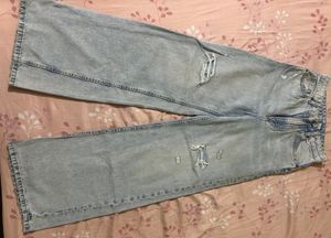 Light Wash Ripped Wide Leg Jeans