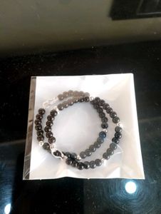 Black Moti Kadli Pair Pure Silver