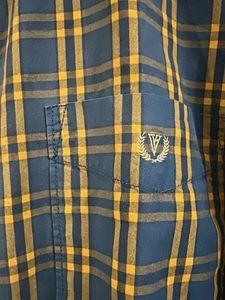 Men's Blue &amp; Yellow Plaid Casual Shirt