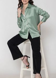 Silky Green Button-Up Shirt