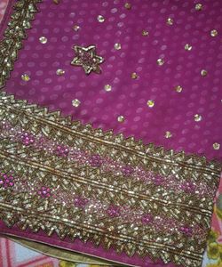 Elegant Purple Sequin Saree