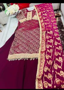 Exquisite Maroon &amp; Gold garara Set