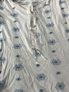White Blue Snowflake Print Tunic