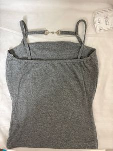Grey Tank Top with Silver Buckle Detail