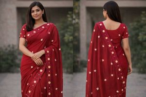 Elegant Maroon Embroidered Saree