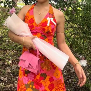 Vibrant Floral Halter Maxi Dress