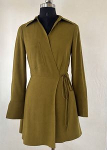 MANGO Olive Green Wrap Dress (NEW WITH TAG)