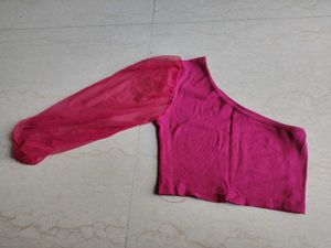 Hot Pink One Shoulder Crop top