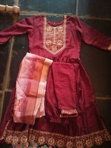 Elegant Maroon Embroidered Kurta Set