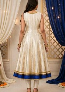 Elegant White &amp; Blue Anarkali