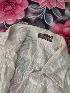 Sheer White Textured Button-Up Shirt