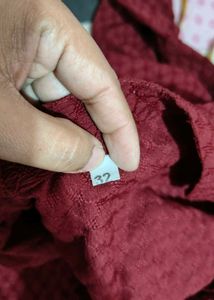 Maroon Textured Kurta