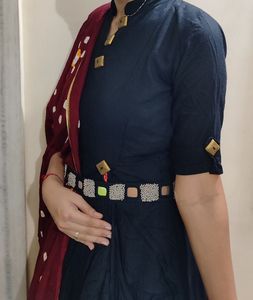 Stylish Dark Blue Kurta with Dupatta