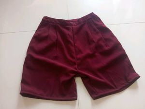 Maroon Pleated Culottes